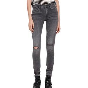 All Saints Grace Slashed Moto Distressed Skinny Jeans Size 28